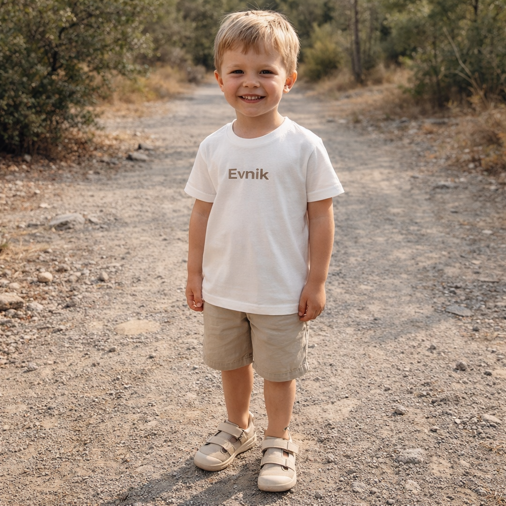 Coupe confortable adaptée au enfant, Design minimaliste avec signature EVNIK facile à assortir (Short, pantalon, san